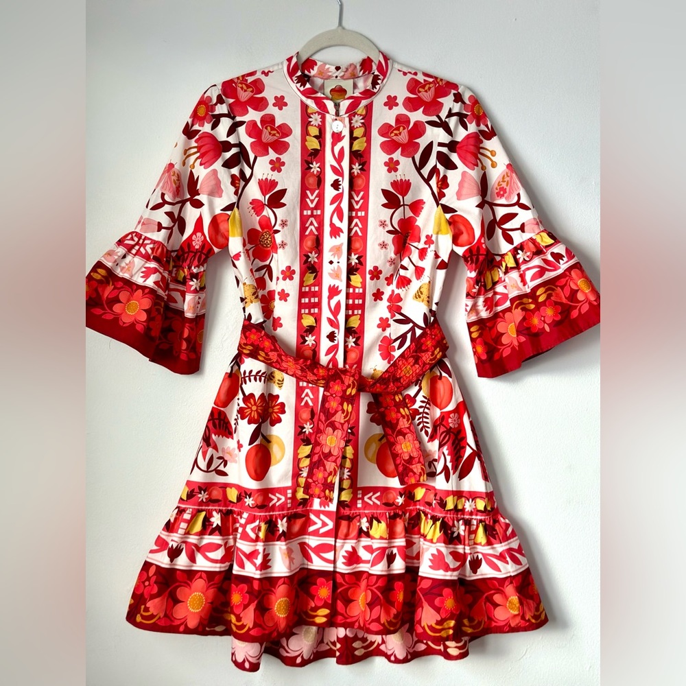 FARM Rio Red, Pink & Yellow Floral Mini Dress